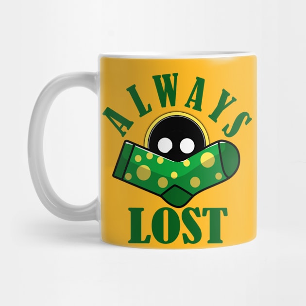 Always lost green sock with yellow dots and mean washing machine face by alcoshirts